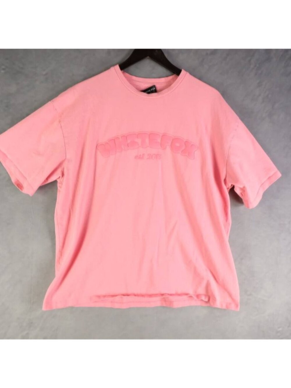 White Fox Shirt Womens Large Pink Graphic Varsity Oversized Tee Streetwear